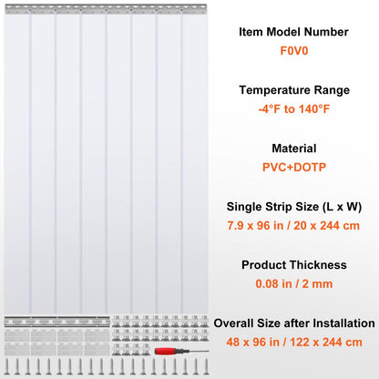 F0V0 - Durable PVC Strip Curtain for Freezers and Warehouses (Quick Install)