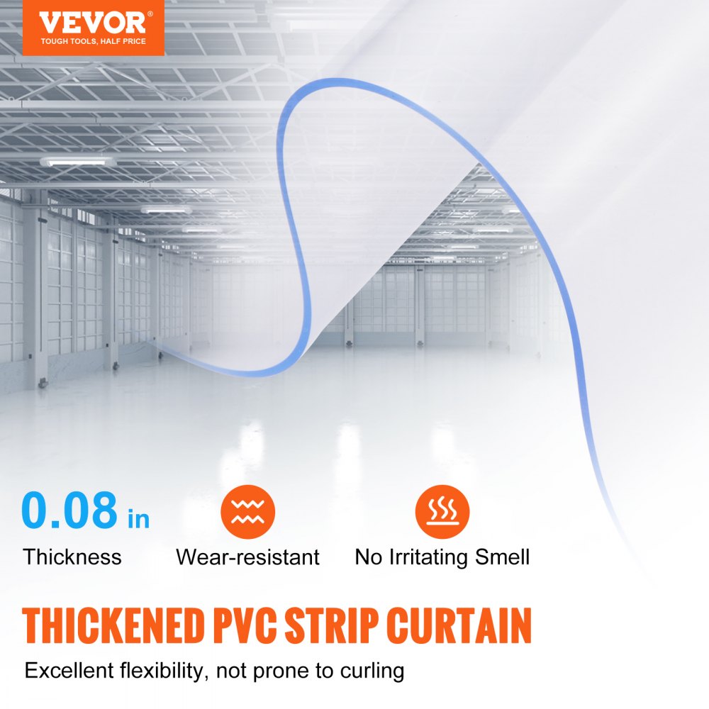KDV0 - VEVOR Durable Clear PVC Strip Curtain for Easy Installation