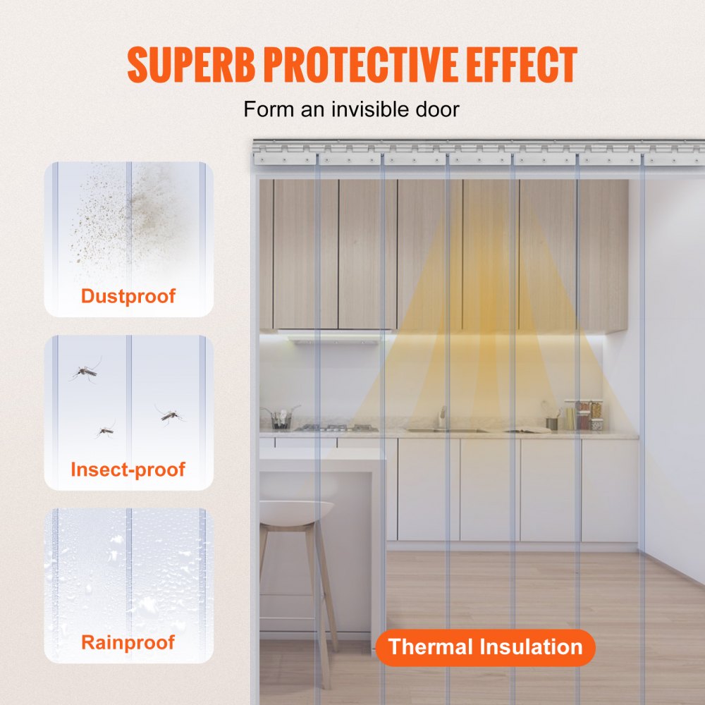 KDV0 - VEVOR Durable Clear PVC Strip Curtain for Easy Installation