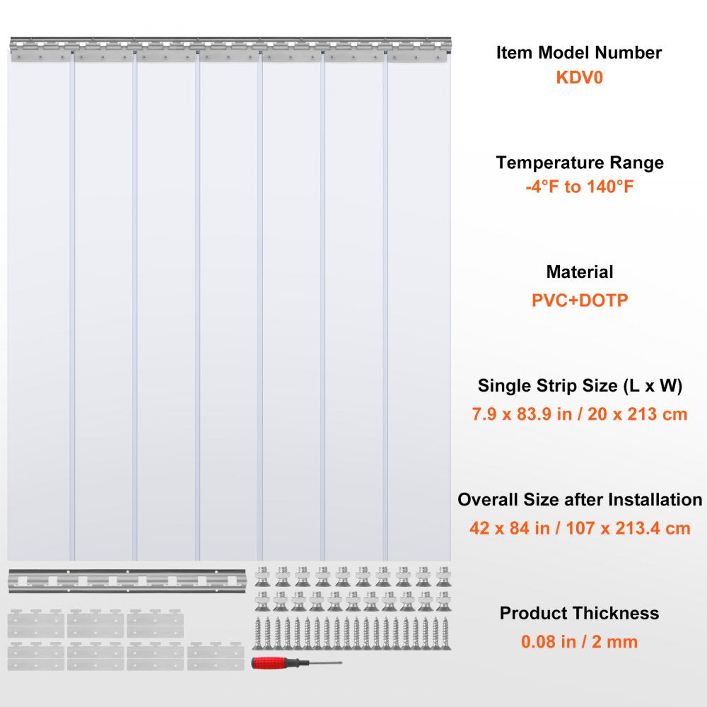 KDV0 - VEVOR Durable Clear PVC Strip Curtain for Easy Installation