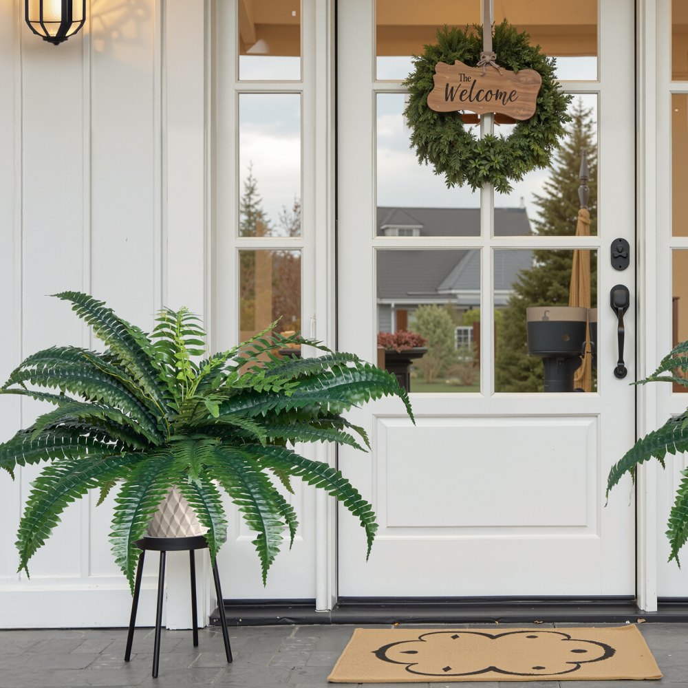 XH-G01 - Lush Artificial Boston Fern, 35 Branches, No Upkeep Needed