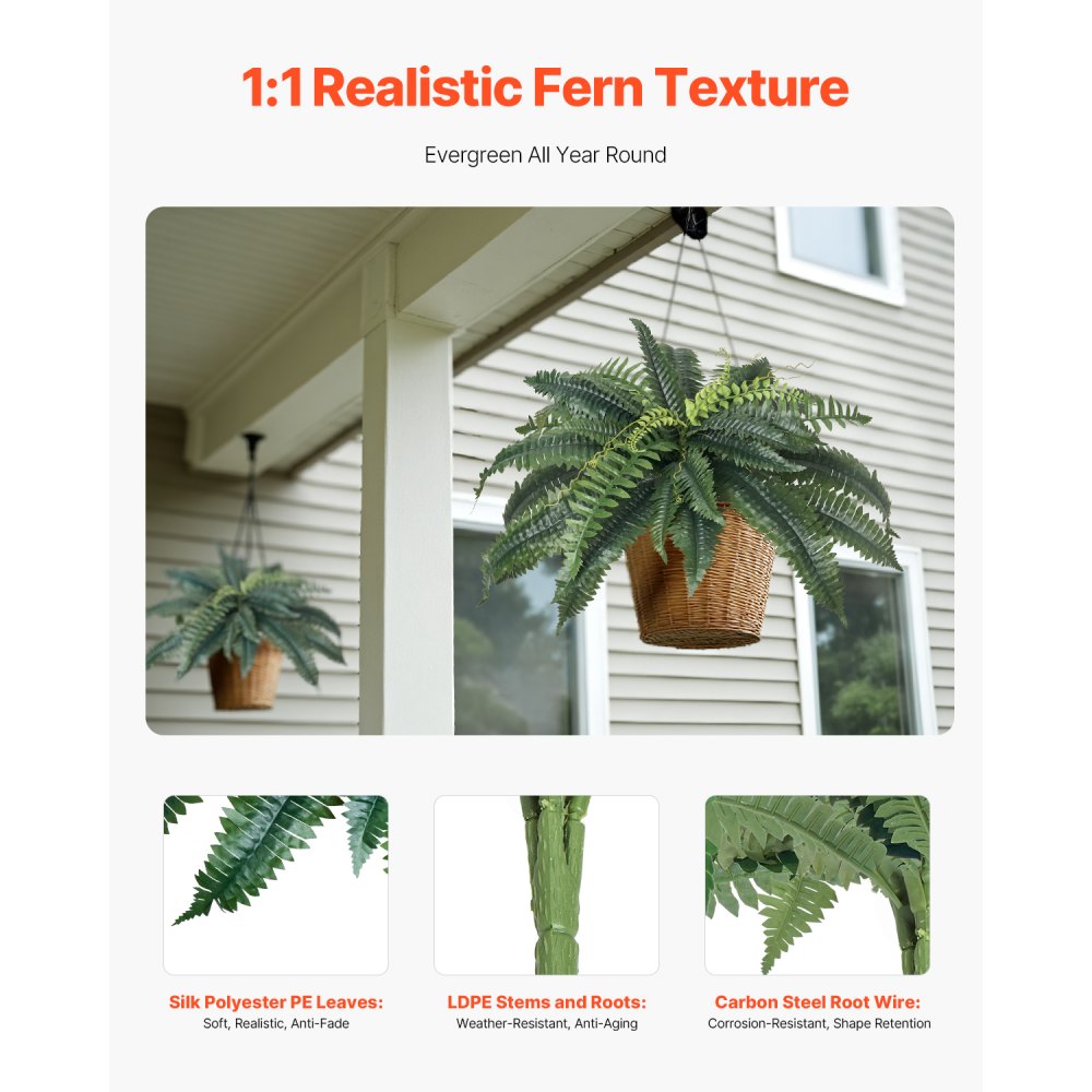 XH-G02 - 31-34" Lifelike Boston Fern for Indoor/Outdoor Decor