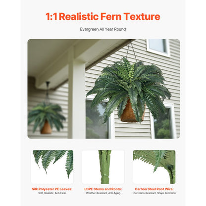 XH-G04 - Lifelike Artificial Boston Fern for Indoor/Outdoor Décor