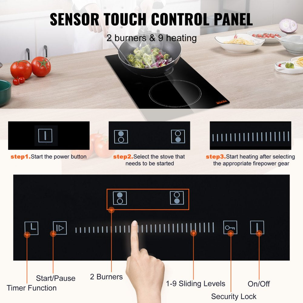 LT2V-39 - 20x11.6" VEVOR Electric Cooktop with Touch Control & Radiant Heat