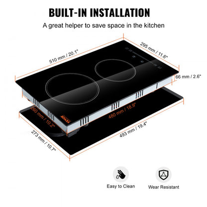 LT2V-39 - 20x11.6" VEVOR Electric Cooktop with Touch Control & Radiant Heat
