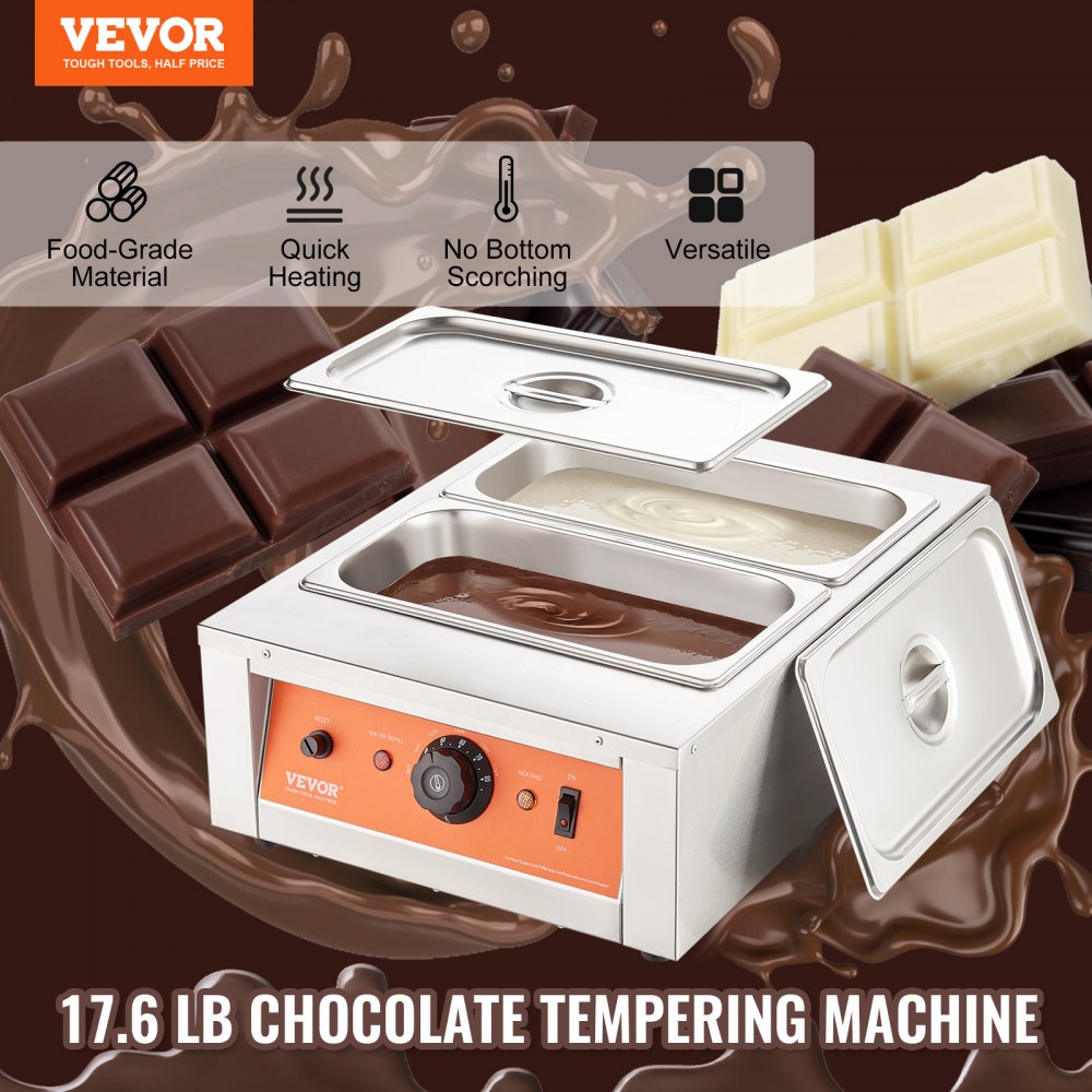 CS-4-US - VEVOR 2-Tank Chocolate Melting Machine with Precision Temperature Control