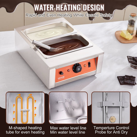 CS-4-US - VEVOR 2-Tank Chocolate Melting Machine with Precision Temperature Control