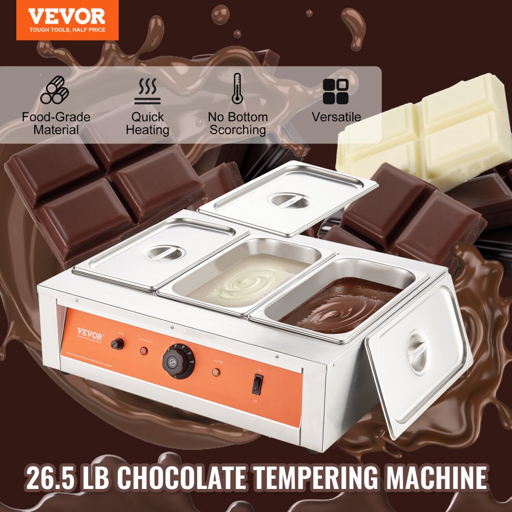 CS-3-US - 26.5 lbs Stainless Steel Chocolate Melting Pot with Precise Temperature Control