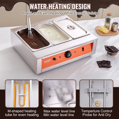CS-3-US - 26.5 lbs Stainless Steel Chocolate Melting Pot with Precise Temperature Control