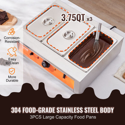 CS-3-US - 26.5 lbs Stainless Steel Chocolate Melting Pot with Precise Temperature Control