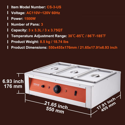 CS-3-US - 26.5 lbs Stainless Steel Chocolate Melting Pot with Precise Temperature Control