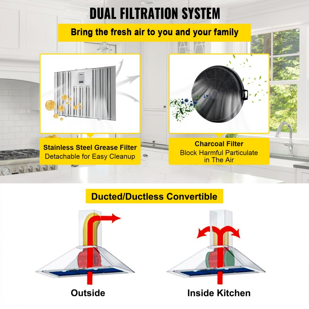 E70-27 - 30" 800CFM Stainless Steel Range Hood with 3 Fan Speeds