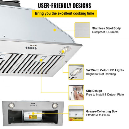 E70-27 - 30" 800CFM Stainless Steel Range Hood with 3 Fan Speeds