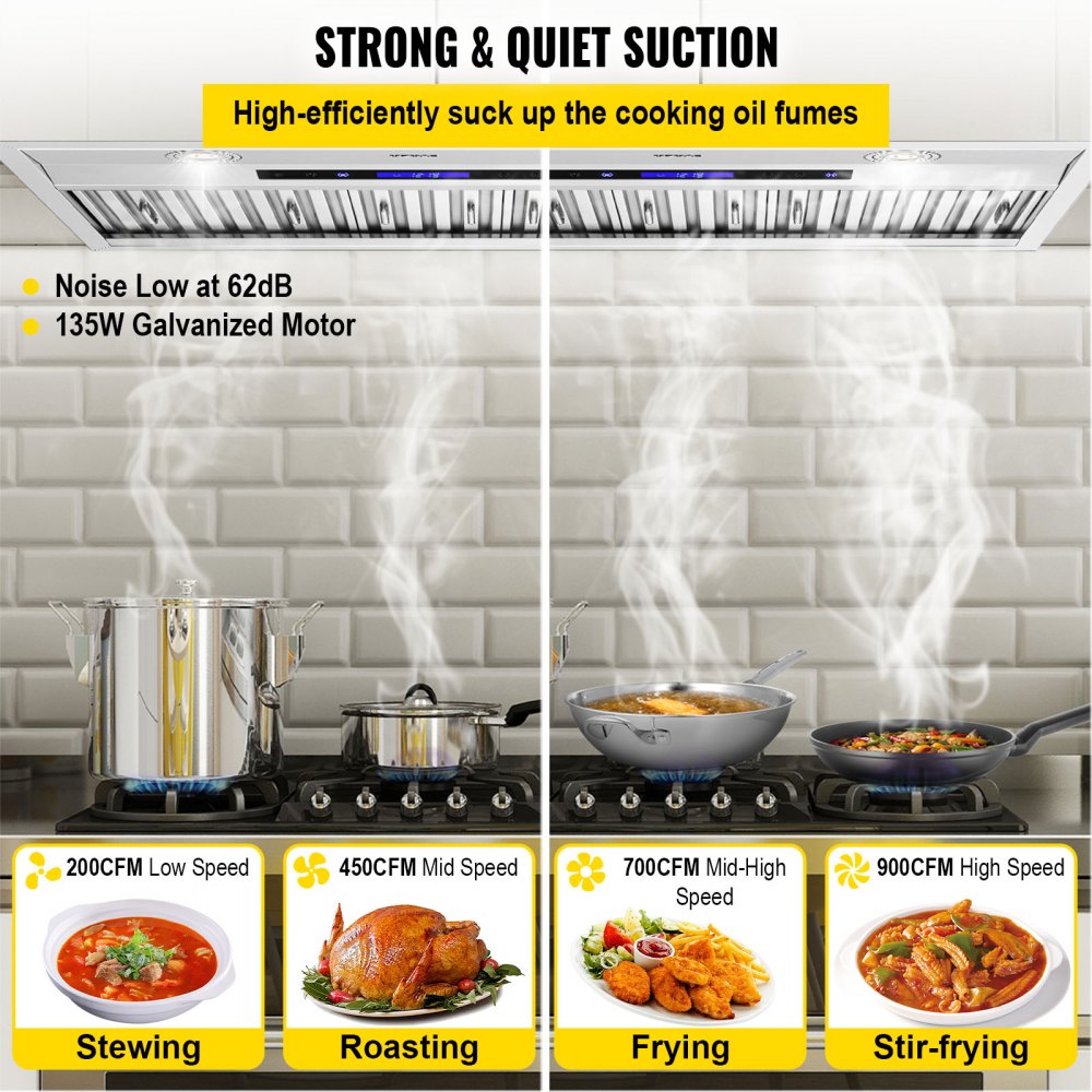 E70-30-SS - 30" Stainless Steel Range Hood with 900CFM Suction Power