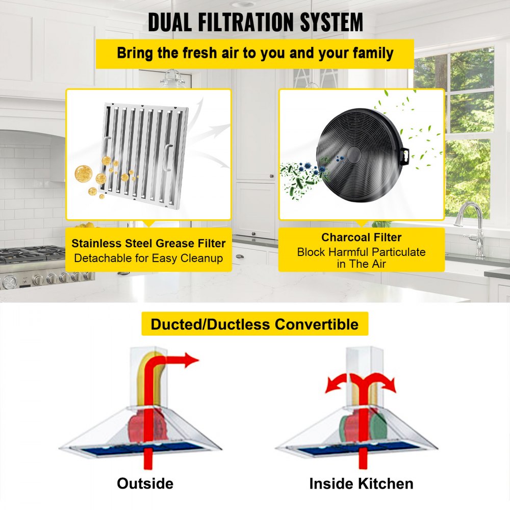 E70-30-SS - 30" Stainless Steel Range Hood with 900CFM Suction Power