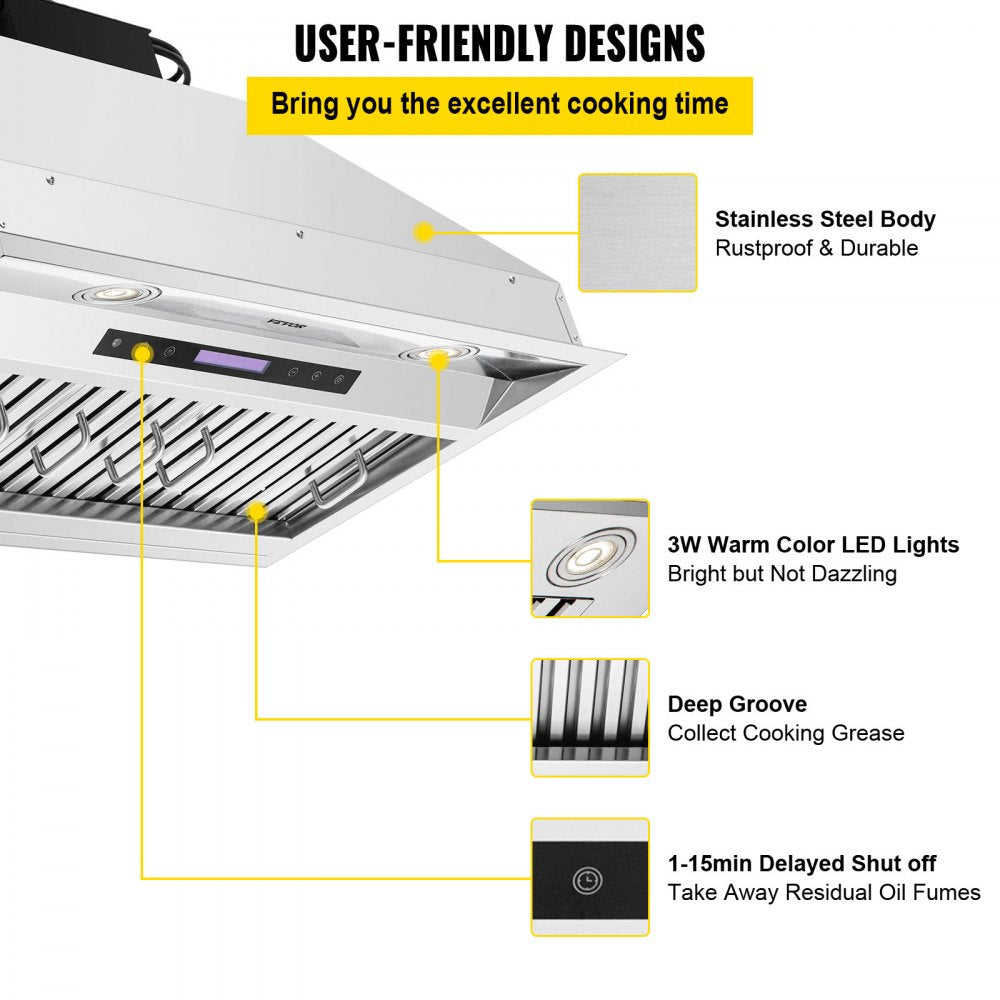 E70-30-SS - 30" Stainless Steel Range Hood with 900CFM Suction Power