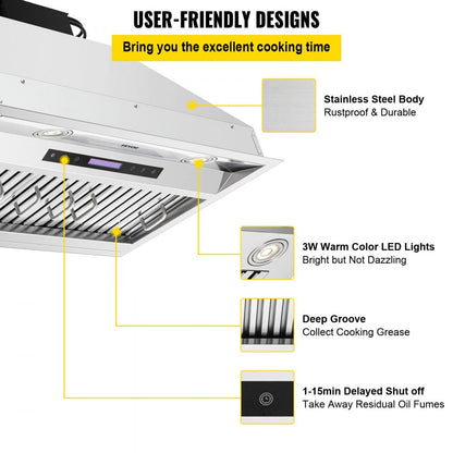 E70-30-SS - 30" Stainless Steel Range Hood with 900CFM Suction Power