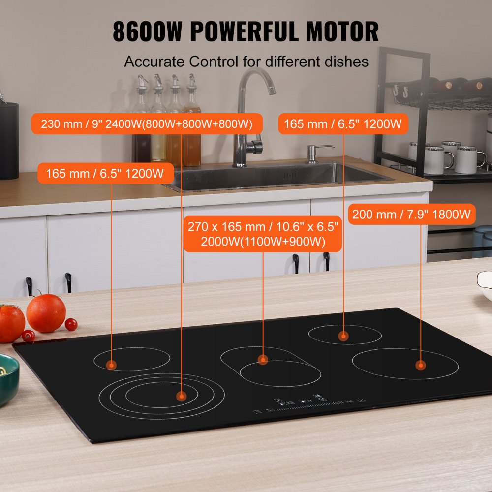 LT5-32 - 30.3" Glass Electric Cooktop with 5 Burners & Touch Controls