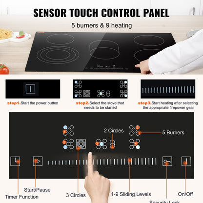 LT5-32 - 30.3" Glass Electric Cooktop with 5 Burners & Touch Controls