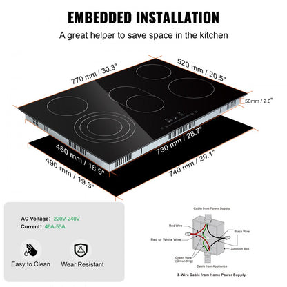 LT5-32 - 30.3" Glass Electric Cooktop with 5 Burners & Touch Controls