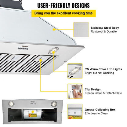 E70-36 - 36-Inch VEVOR Range Hood with Adjustable Speeds and LED Lights