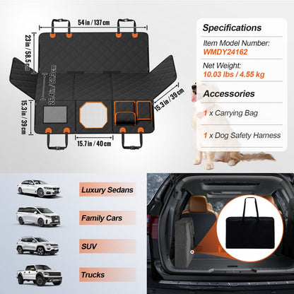 WMDY24162 - Waterproof Dog Car Seat Cover with Safety Belt for SUVs