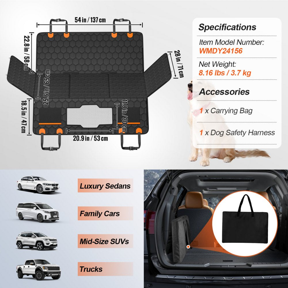 WMDY24156 - Waterproof Dog Car Seat Cover for Back Seat - Foldable & Washable