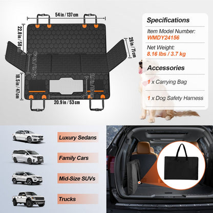 WMDY24156 - Waterproof Dog Car Seat Cover for Back Seat - Foldable & Washable