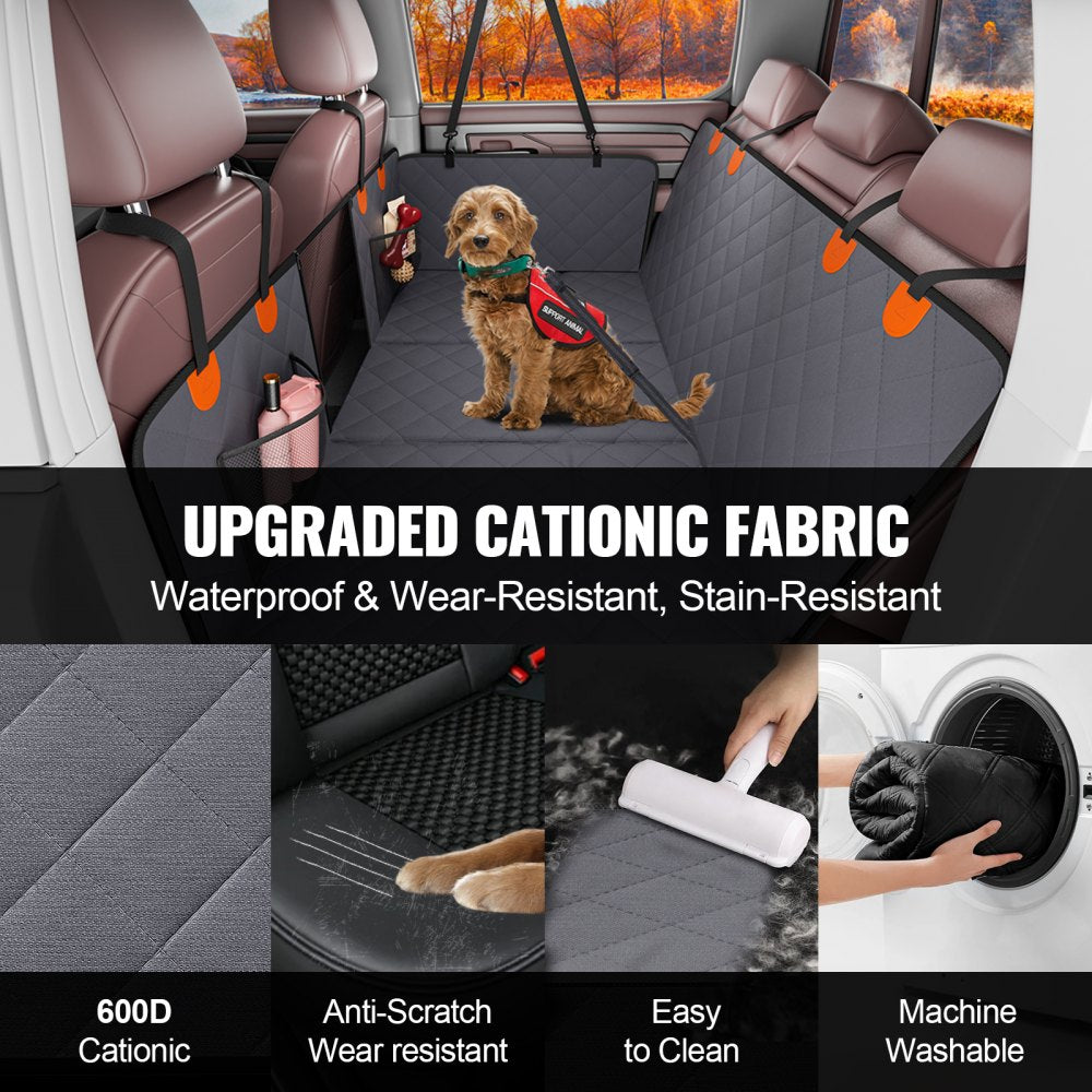 WMDY24157 - Waterproof Back Seat Cover for Dogs with Safety Belt & Storage Pocket