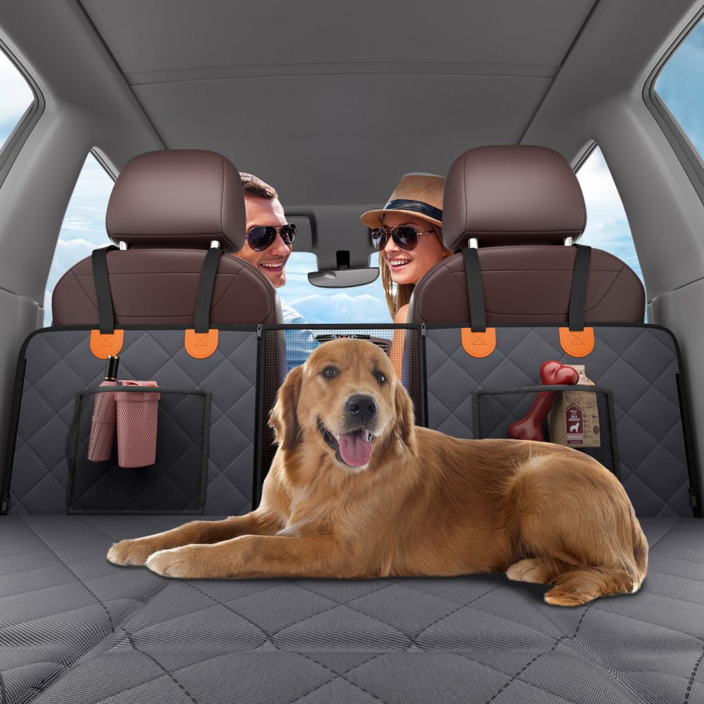 WMDY24157 - Waterproof Back Seat Cover for Dogs with Safety Belt & Storage Pocket
