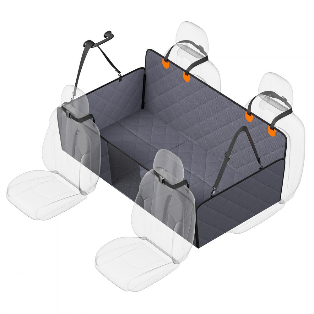 WMDY24157 - Waterproof Back Seat Cover for Dogs with Safety Belt & Storage Pocket