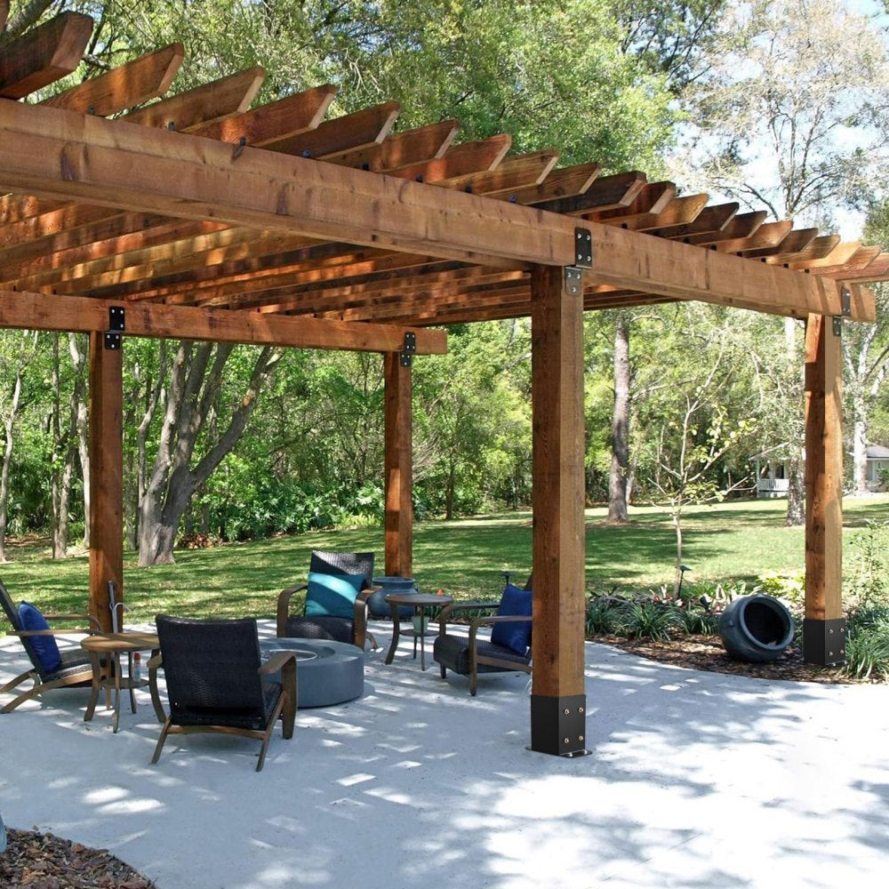 QBLZ-4in-2 - Durable 3.8"x5.5" Carbon Steel Post Base for Outdoor Use