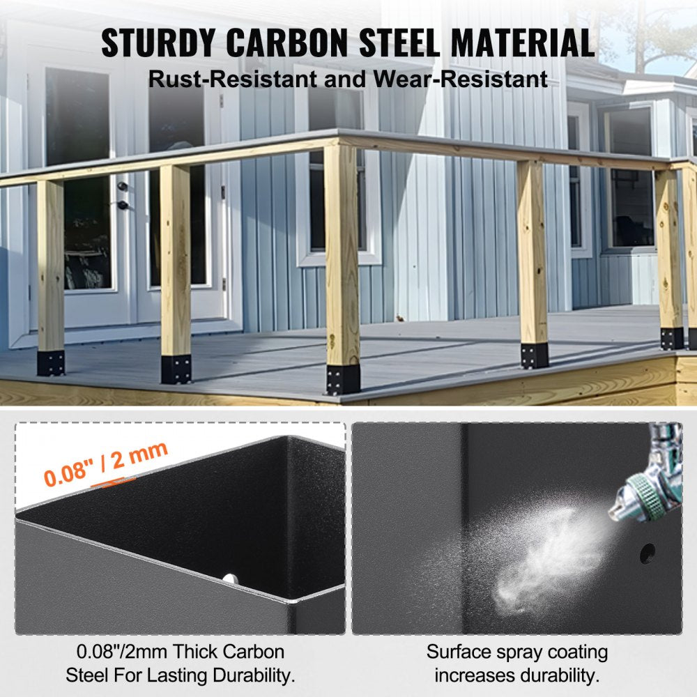 QBLZ-6in-4 - 6x6 Post Base Bracket for Deck Stability, 8.4x5.7x5.5 inches