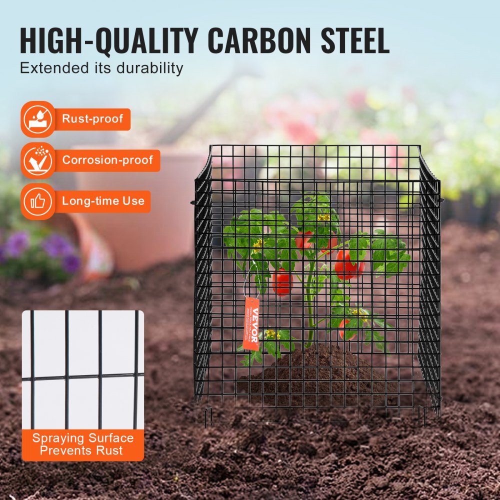 JSQBWZCL-12in-10P - Stackable Carbon Steel Plant Cage for Vegetable Protection