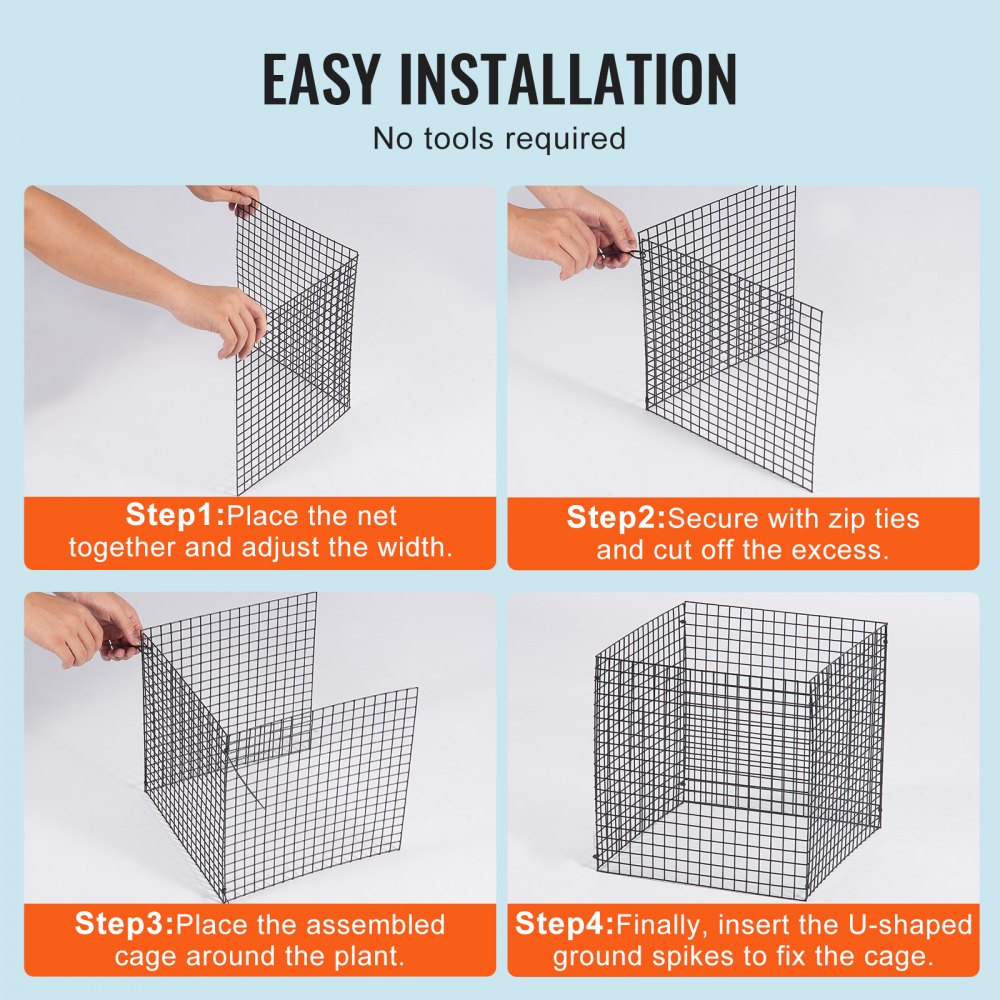JSQBWZCL-12in-10P - Stackable Carbon Steel Plant Cage for Vegetable Protection