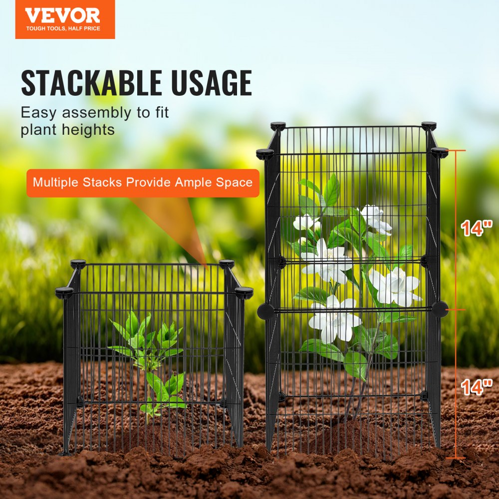 JSQBWZCL-14in-5P - Customizable 5-Piece Stackable Plant Protector Set