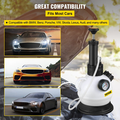2.0L BRAKE FLUID BLEEDER - Durable Pressure Bleeder with Adapter and Gauge