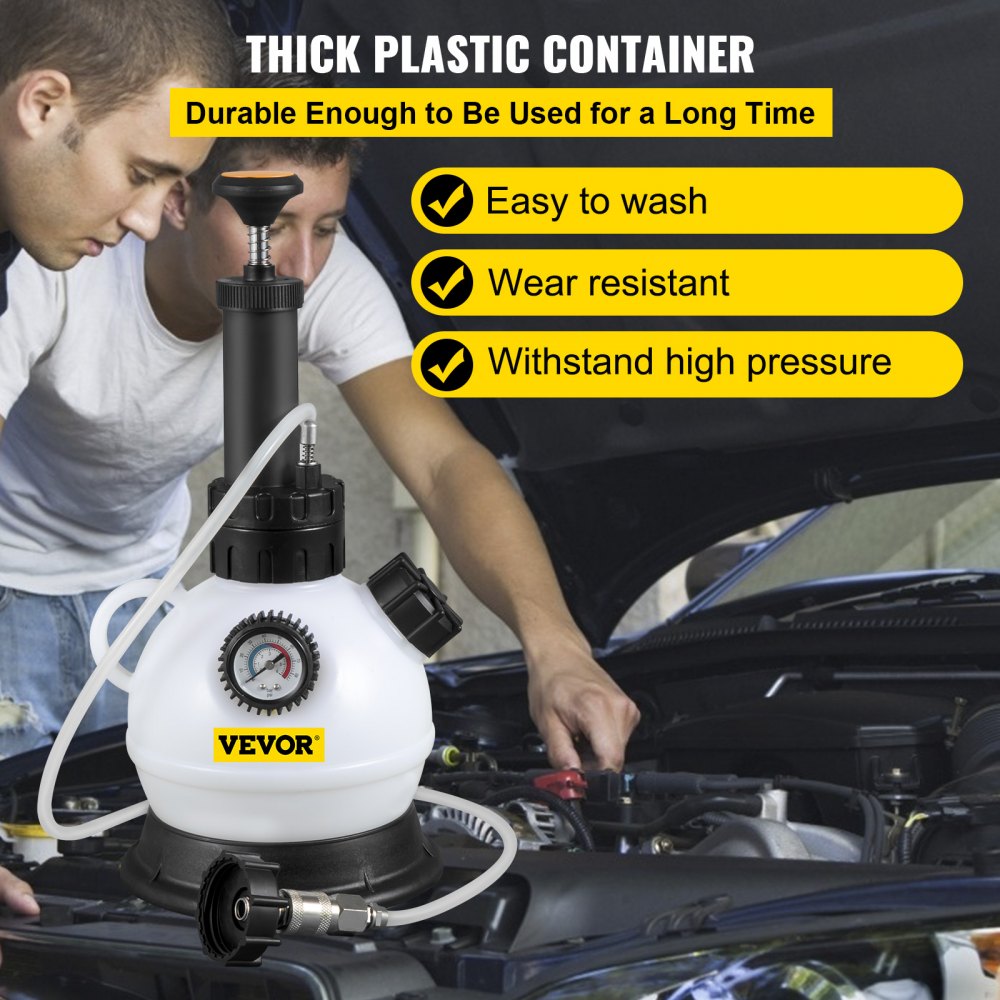 2.0L BRAKE FLUID BLEEDER - Durable Pressure Bleeder with Adapter and Gauge