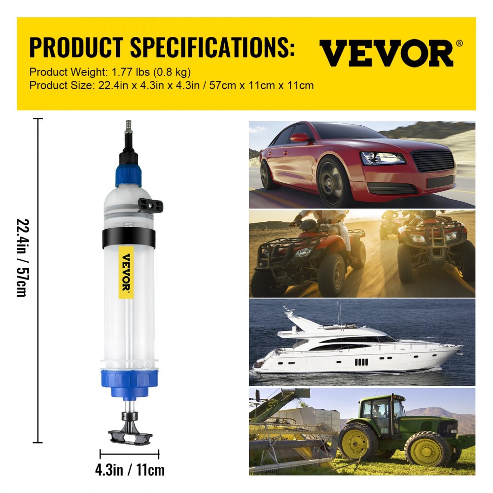 1.5L Oil Extractor - Ergonomic Brake Fluid Extractor with 1500ml Capacity
