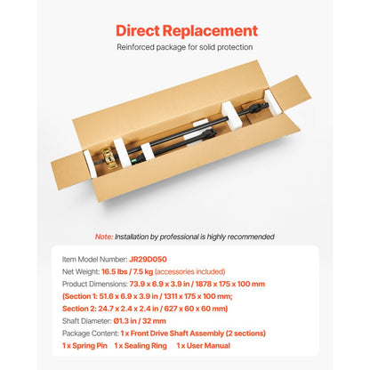 JR29D050 - High-Strength Drive Shaft for 2014-2017 RZR XP 1000 Performance
