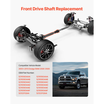 JR08D020 - Durable Front Drive Shaft Assembly for 2003-2013 Dodge RAM