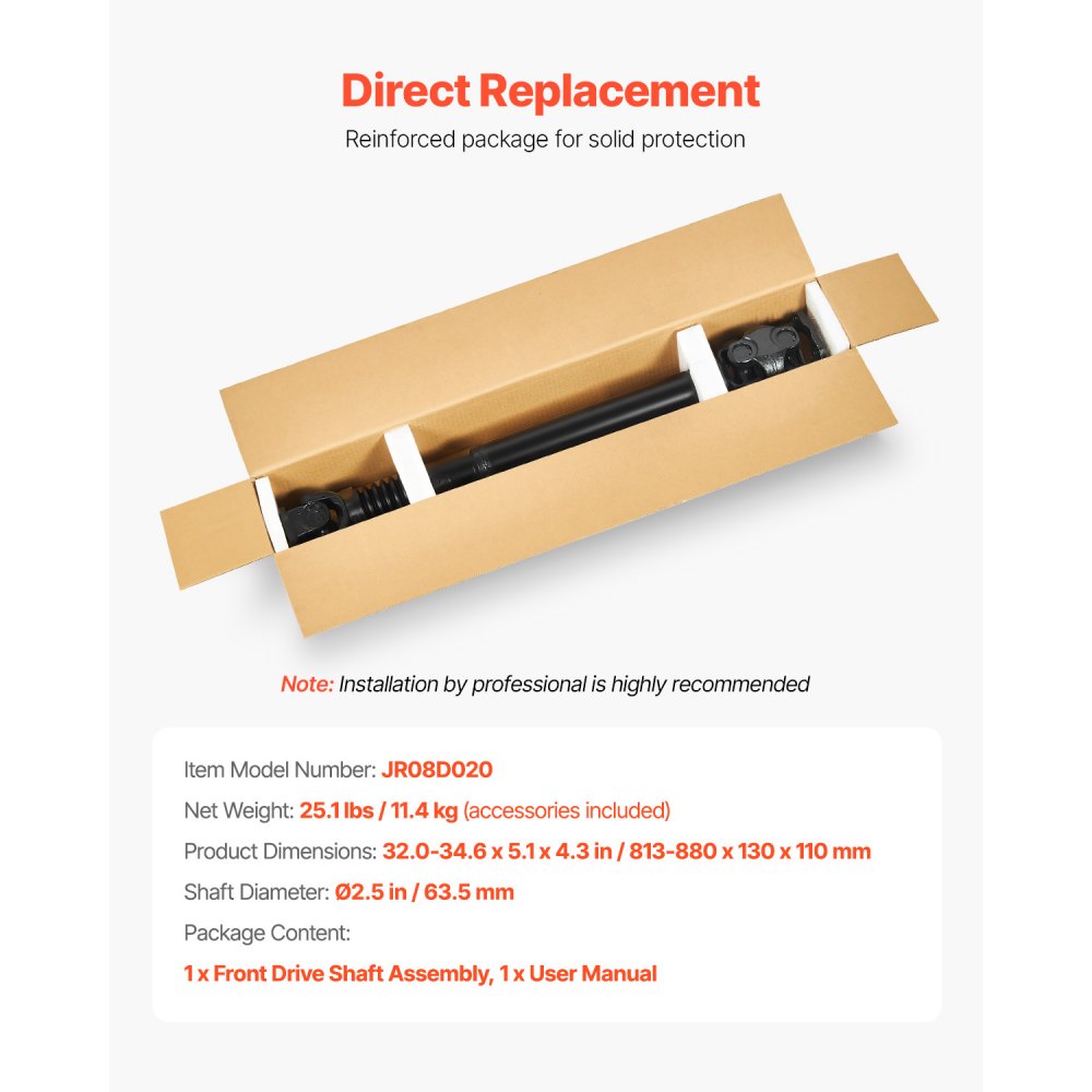 JR08D020 - Durable Front Drive Shaft Assembly for 2003-2013 Dodge RAM