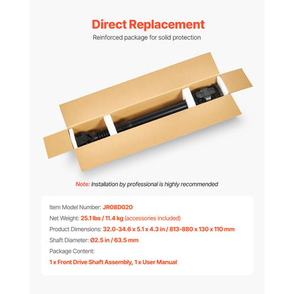 JR08D020 - Durable Front Drive Shaft Assembly for 2003-2013 Dodge RAM