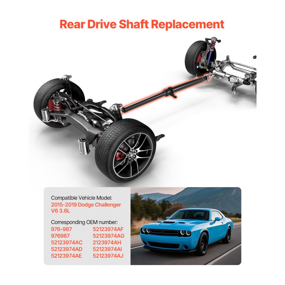 JR15D379 - Durable Alloy Steel Rear Drive Shaft for 2015-2019 Dodge Challenger