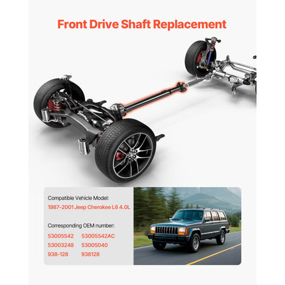 JR08D011 - Durable Front Drive Shaft for 1987-2001 Jeep Cherokee 4.0L