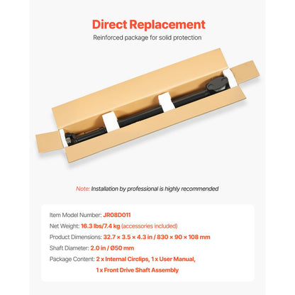 JR08D011 - Durable Front Drive Shaft for 1987-2001 Jeep Cherokee 4.0L