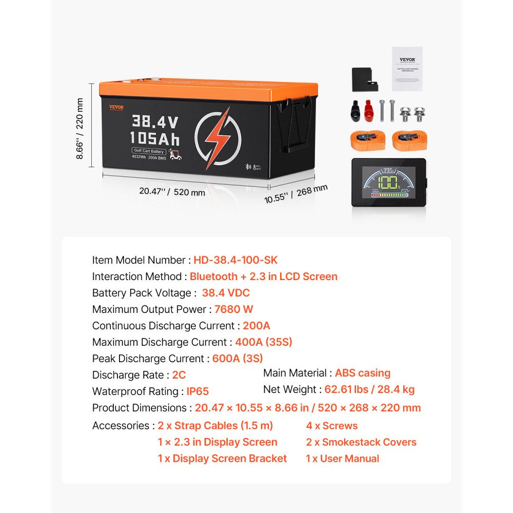 HD-38.4-100-SK - 36V 105Ah Lithium Battery Offers 50-Mile Range