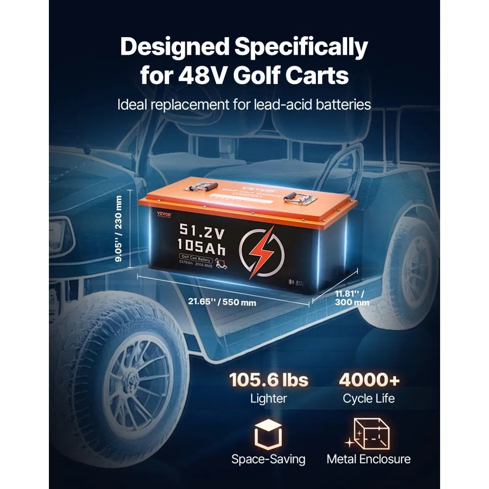 HD-51.2-100-TK-C - 105Ah Lithium Battery with LCD & Bluetooth Connectivity
