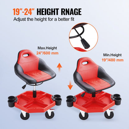 BLC9037 - Adjustable 19"-24" Rolling Garage Stool with 300LBS Capacity
