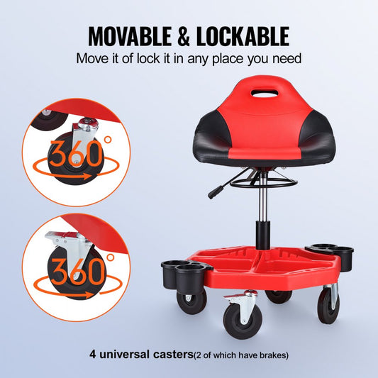 BLC9037 - Adjustable 19"-24" Rolling Garage Stool with 300LBS Capacity